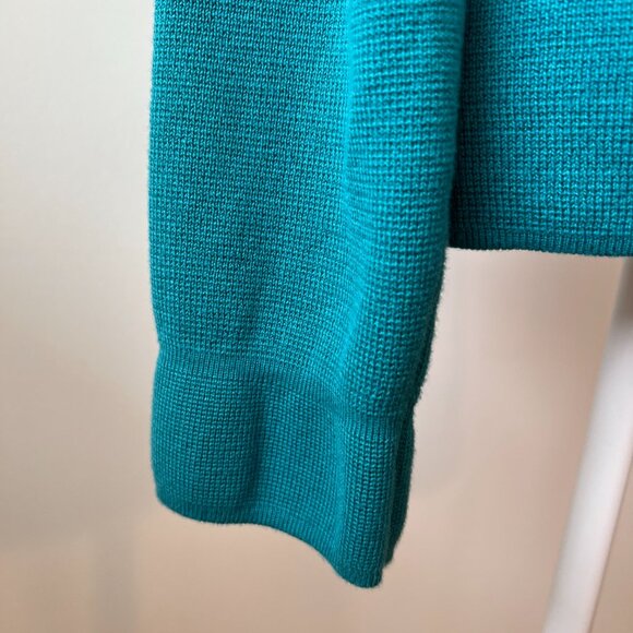 Northern Reflections Teal Cotton Knit Cardigan/Jacket Button Detail Pleats, Sz M - Picture 6 of 12